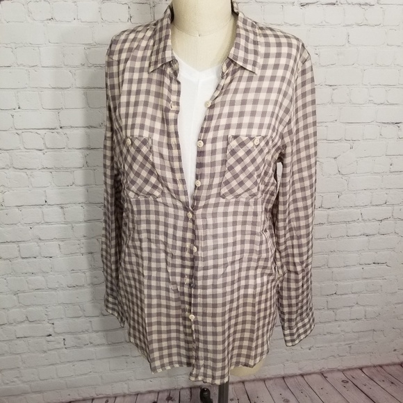 Bcbgeneration plaid chiffon button down shirt M - Picture 6 of 7